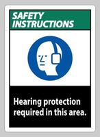 consignes de sécurité signe ppe protection auditive nécessaire dans cette zone avec symbole vecteur