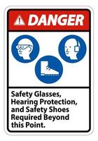 lunettes de sécurité, protection auditive et chaussures de sécurité requises au-delà de ce point sur fond blanc vecteur