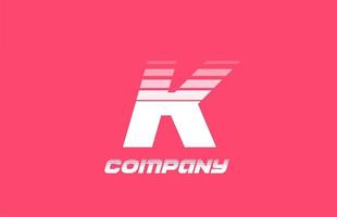 k icône du logo de la lettre de l'alphabet blanc rose pour les entreprises et les entreprises avec la conception de la ligne vecteur