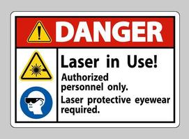 signe de danger laser en cours d'utilisation personnel autorisé uniquement protection laser vecteur