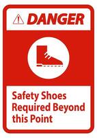 Signal de danger chaussures de sécurité obligatoires au-delà de ce point vecteur