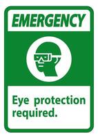 Protection des yeux signe d'urgence symbole requis isoler sur fond blanc vecteur