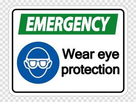 protection oculaire d'usure d'urgence sur fond transparent vecteur