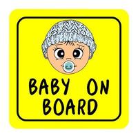 bébé à bord de la sécurité des panneaux de signalisation carrés jaunes. illustration dessinée à la main, dessin animé, vecteur, isolé. vecteur