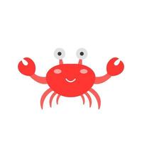 Crabe rouge mignon, illustration vectorielle en style cartoon plat sur fond blanc vecteur