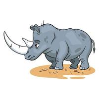 rhinocéros drôle de personnage animal en style cartoon. illustration pour enfants. vecteur