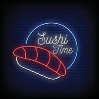 vecteur de texte de style sushi time enseignes au néon