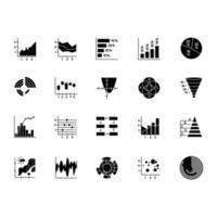 ensemble d'icônes de glyphe de graphique et de graphique vecteur