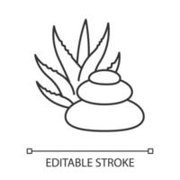 icône linéaire parfaite de pixel de traitement de station thermale. soins de la peau aux herbes médicinales. cosmétologie, dermatologie. illustration personnalisable de fine ligne. symbole de contour. dessin de contour isolé de vecteur. trait modifiable vecteur