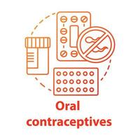 icône de concept rouge de contraceptifs oraux vecteur