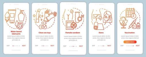 modèle vectoriel d'écran de page d'application mobile d'intégration de rapports sexuels protégés