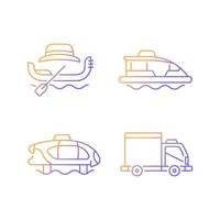 set d'icônes vectorielles linéaires de dégradé de service de taxi réservé vecteur