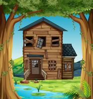Maison en ruine dans les bois vecteur