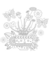 coloriage mandala fleur. livre de coloriage dessin à la main vecteur