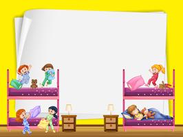 Conception de papier avec des enfants dans un lit superposé vecteur
