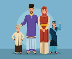 groupe de cinq familles musulmanes vecteur