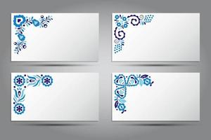 ensemble de quatre cartes blanches simples avec ornement folklorique traditionnel. illustration vectorielle vecteur