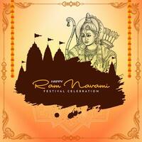 content RAM navami religieux hindou Festival salutation carte conception vecteur
