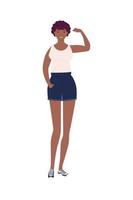 personnage avatar jeune femme afro forte vecteur