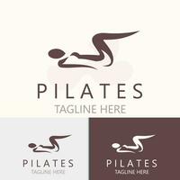 abstrait pilates logo, yoga identité corps équilibre vecteur monoline conception modèle. bien-être mode de vie