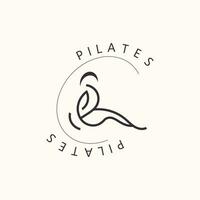 abstrait pilates logo, yoga identité corps équilibre vecteur monoline conception modèle. bien-être mode de vie