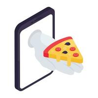 conceptuel isométrique conception icône de mobile Pizza commande vecteur