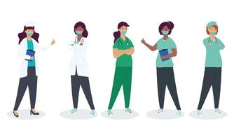 cinq professionnels de la santé vecteur