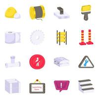 pack de construction accessoires plat Icônes vecteur