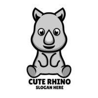 mignonne rhinocéros mascotte logo conception illustration vecteur