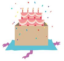 Gâteau d&#39;anniversaire avec des bougies dans la boîte vecteur
