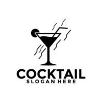 vintage de vecteur de conception de logo de cocktail. icône de boisson alcoolisée. modèle de conception rétro de vecteur de verre à cocktail