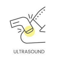 main ultrason traitement, ligne vecteur icône