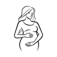 ai généré Enceinte femme logo noir contour vecteur, maternité logo icône vecteur