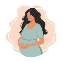 ai généré Enceinte femme plat illustration, mère et bébé vecteur