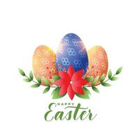 Pâques salutation Contexte avec fleurs décoration et des œufs vecteur