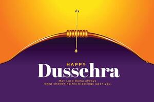 dussehra Festival vœux carte avec réaliste arc vecteur