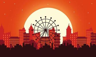 london eye ville architecture silhouette coucher de soleil scène vecteur