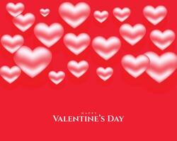 rouge Contexte avec 3d brillant cœurs pour valentines journée vecteur