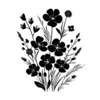 ai généré silhouette fleur bouquet noir Couleur seulement vecteur