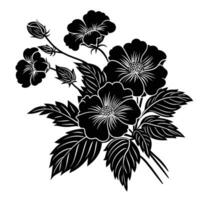 ai généré silhouette fleur bouquet noir Couleur seulement vecteur