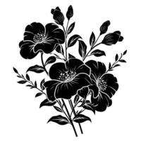 ai généré silhouette fleur bouquet noir Couleur seulement vecteur