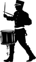 ai généré silhouette marcher bande percussion instrument joueur plein corps noir Couleur seulement vecteur