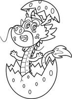 décrit mignonne chinois dragon dessin animé personnage éclosion de œuf. vecteur main tiré illustration