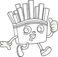 décrit content français frites rétro dessin animé personnage donnant le les pouces en haut vecteur
