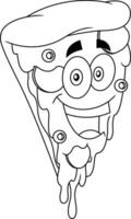 décrit Pizza tranche dessin animé personnage. vecteur main tiré illustration