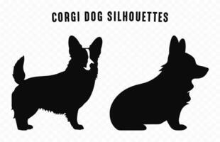 corgi chiens silhouette noir vecteur gratuit
