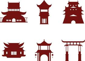 collection de chinois traditionnel bâtiment. chinois temple. vecteur illustration