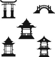 traditionnel chinois bâtiment éléments. chinois temple sur blanc Contexte. vecteur
