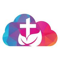 église arbre nuage forme concept vecteur logo conception. traverser arbre logo conception.