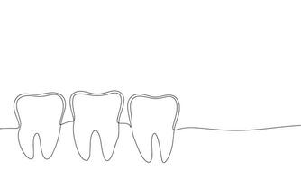 dent un ligne continu doubler. ligne art les dents contour, silhouette. main tiré vecteur art.